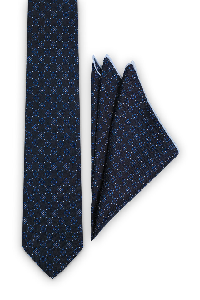 Siyah Desenli İpek Kravat Takımı - Bursa İpek