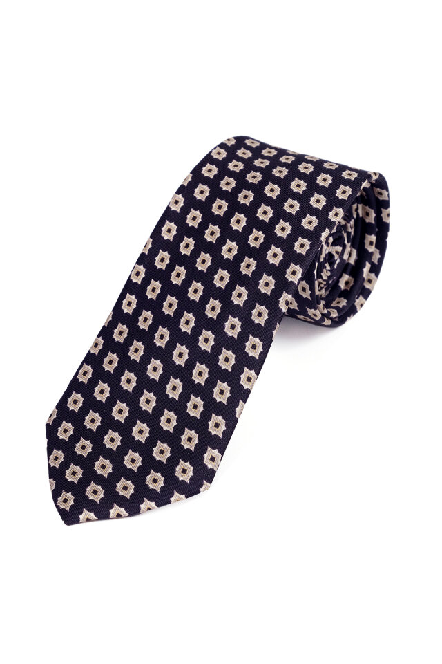 Siyah Desenli İpek Kravat Takımı - 3