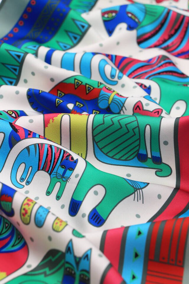 Mint Benetton Desenli İpeksi Fular - 3