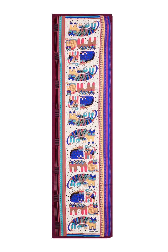 Mürdüm Mint Desenli İpeksi Fular - 4