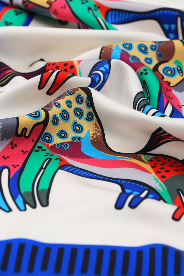 Saks Siyah Desenli İpeksi Fular - 3