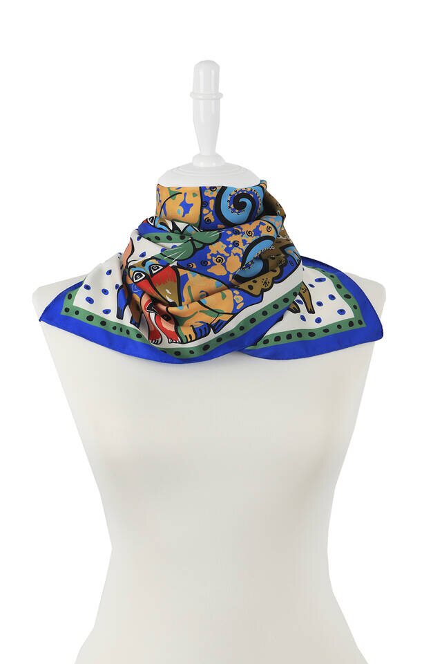 Saks Somon Desenli İpeksi Fular - 2