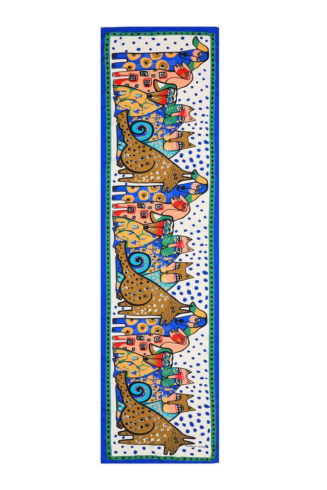 Saks Somon Desenli İpeksi Fular - 4