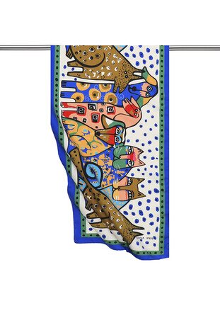 Saks Somon Desenli İpeksi Fular 