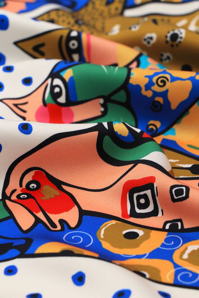 Saks Somon Desenli İpeksi Fular - 3