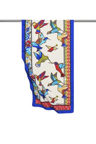 Sarı Yeşil Desenli İpeksi Fular 