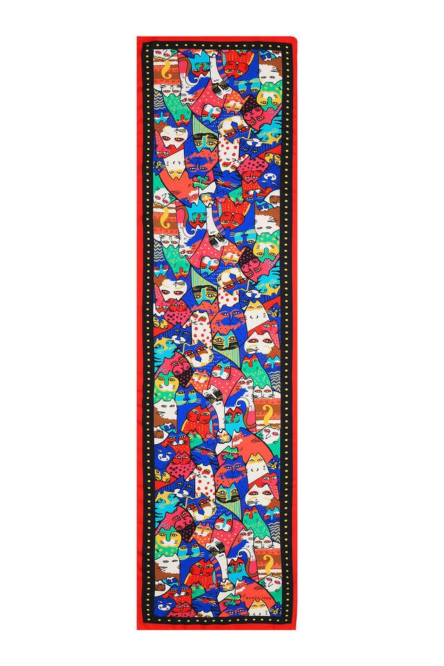 Siyah Hardal Desenli İpeksi Fular - 4