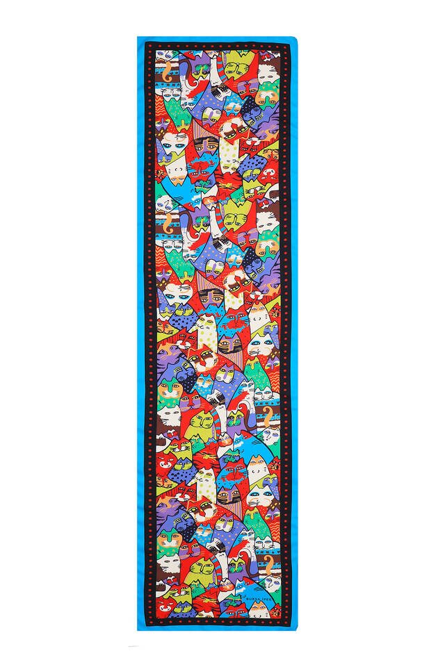 Siyah Kırmızı Desenli İpeksi Fular - 4