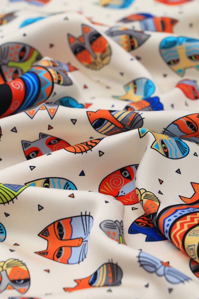 Turkuaz Sarı Desenli İpeksi Fular - 3