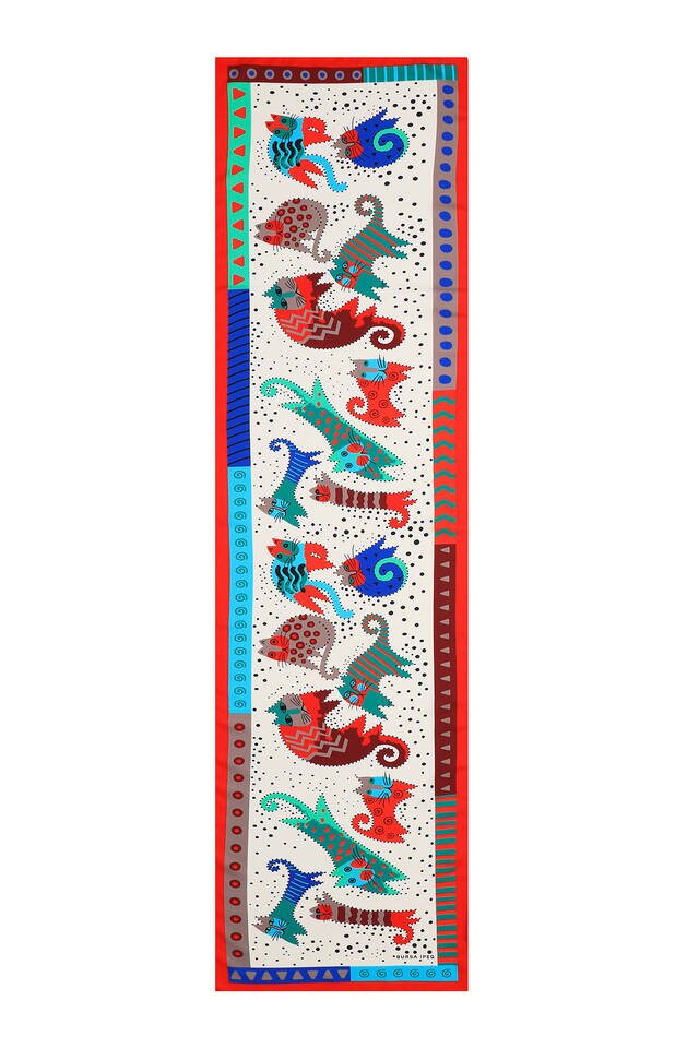 Yeşil Bordo Desenli İpeksi Fular - 4