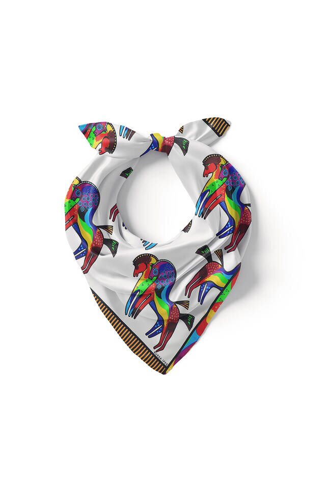 Gold Siyah Desenli İpeksi Mendil - 2