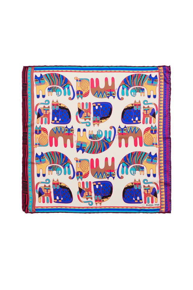 Mürdüm Mint Desenli İpeksi Mendil 