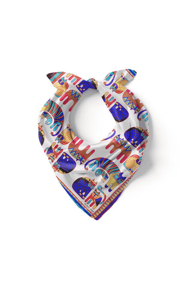 Mürdüm Mint Desenli İpeksi Mendil - 2