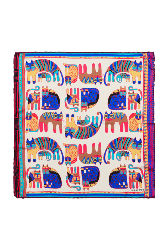 Mürdüm Mint Desenli İpeksi Mendil 