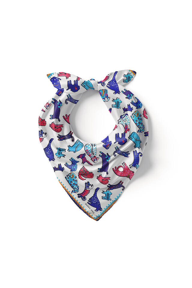 Saks Fuşya Desenli İpeksi Mendil - 2