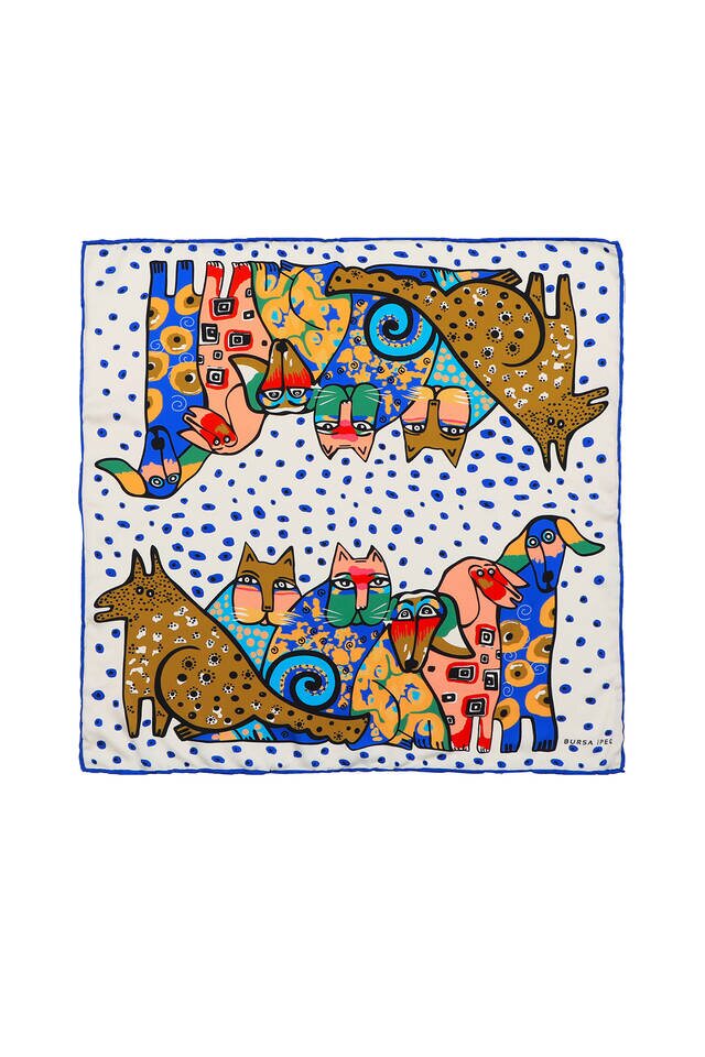 Saks Somon Desenli İpeksi Mendil 