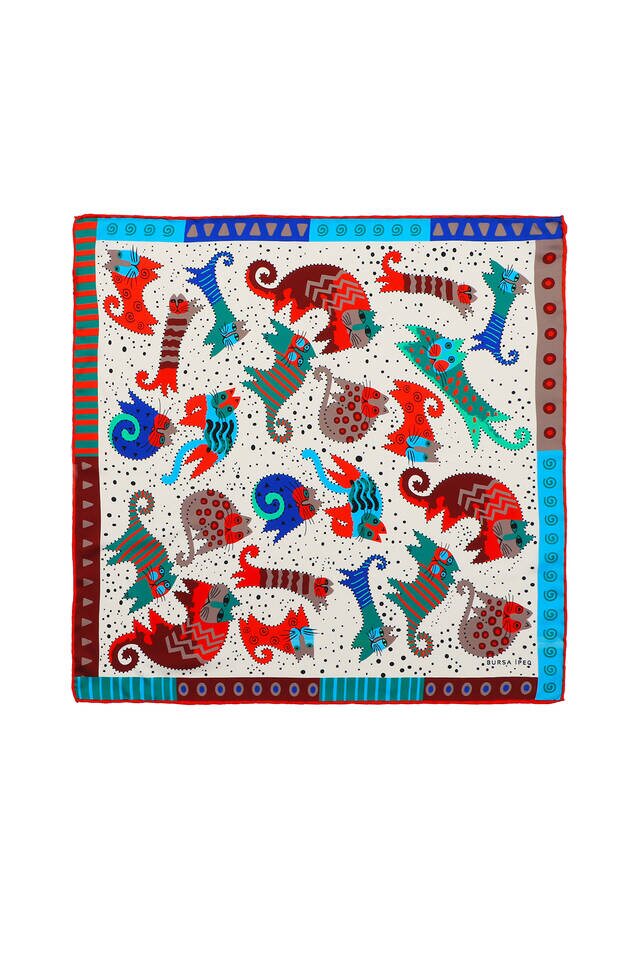 Yeşil Bordo Desenli İpeksi Mendil 