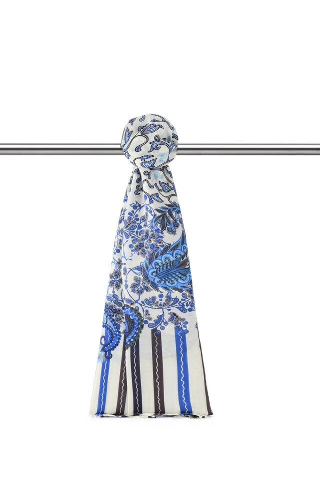 Ekru Sarmaşık Desen Soft Şal - Bursa İpek