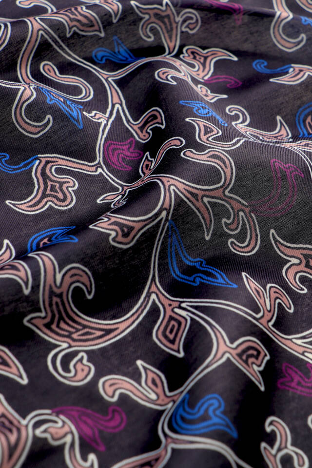 Fuşya Sarmaşık Desen Soft Şal - 3