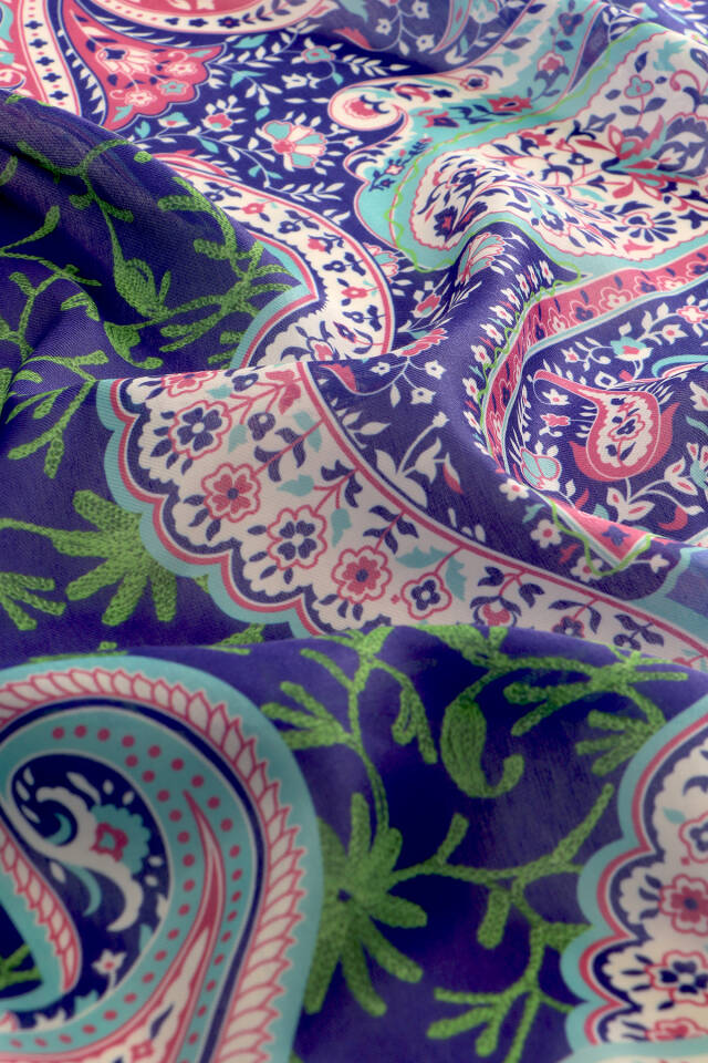 Mavi Şal Desen Soft Şal - 3