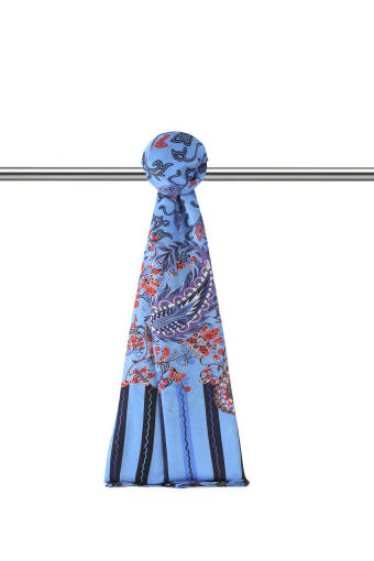 Turkuaz Sarmaşık Desen Soft Şal 