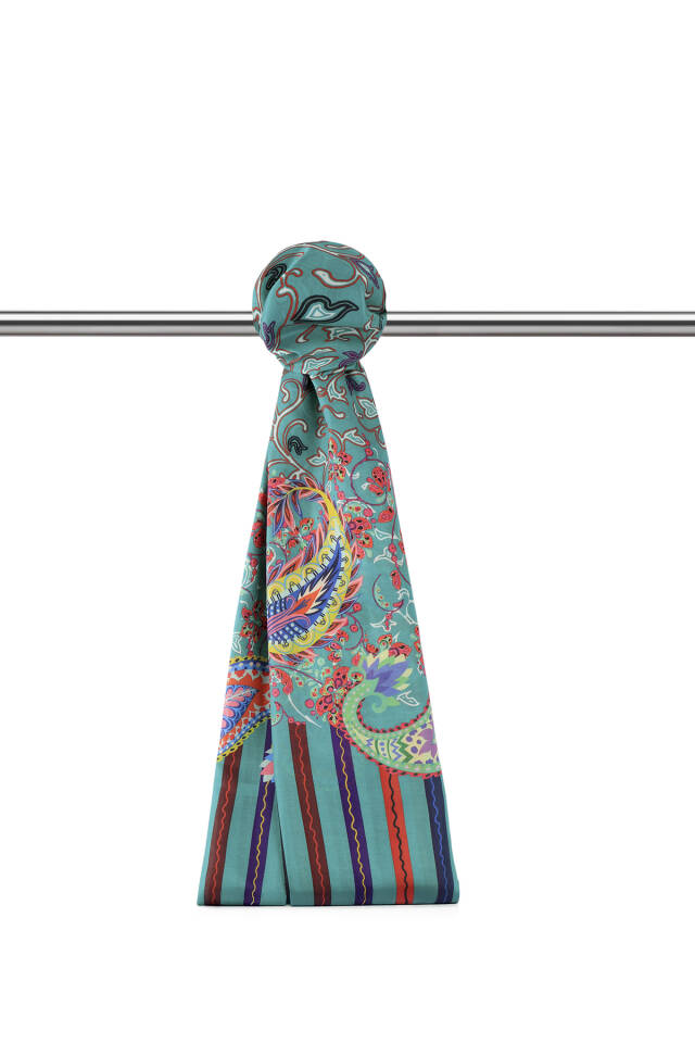 Yeşil Sarmaşık Desen Soft Şal - Bursa İpek