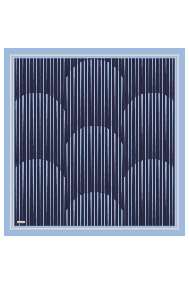 Mavi Dila Desen Sura İpek Eşarp - 2