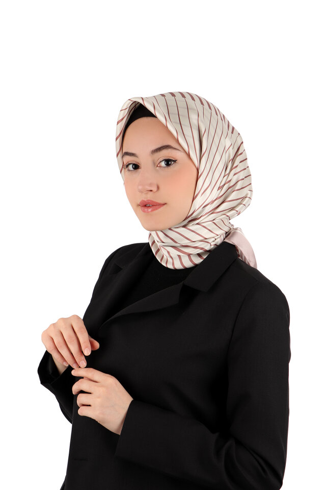 Pudra Dila Desen Sura İpek Eşarp - Bursa İpek