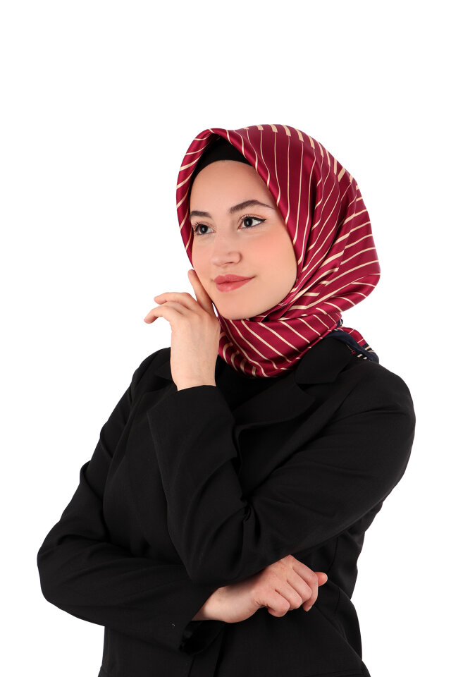 Vişne Dila Desen Sura İpek Eşarp - Bursa İpek