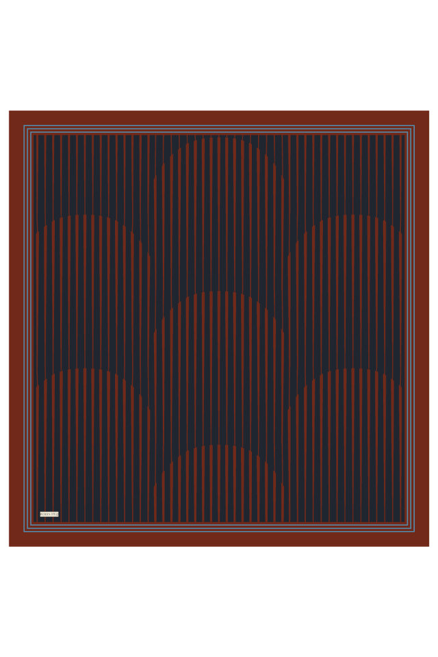 Burgundy Dila Pattern Sura Silk Scarf - 2