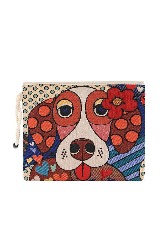 Dog Pattern Tapestry Handbag - Bursa İpek