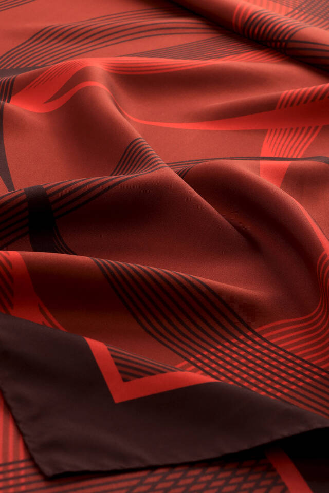 Bordo Dönence Desen Twill İpek Şal - 4