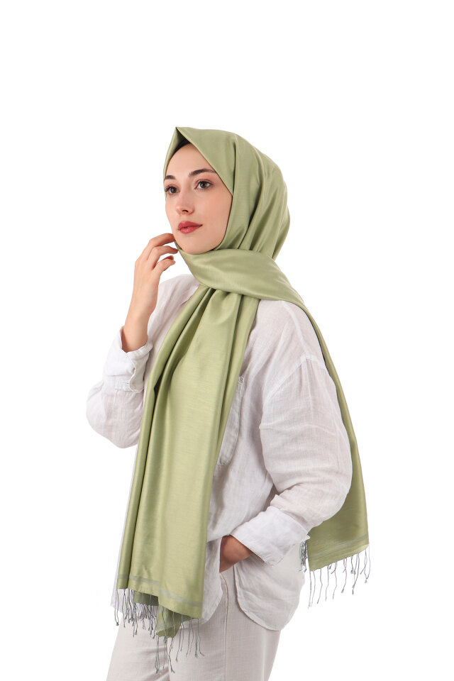 Green Gray Double-Sided Silk Shawl 