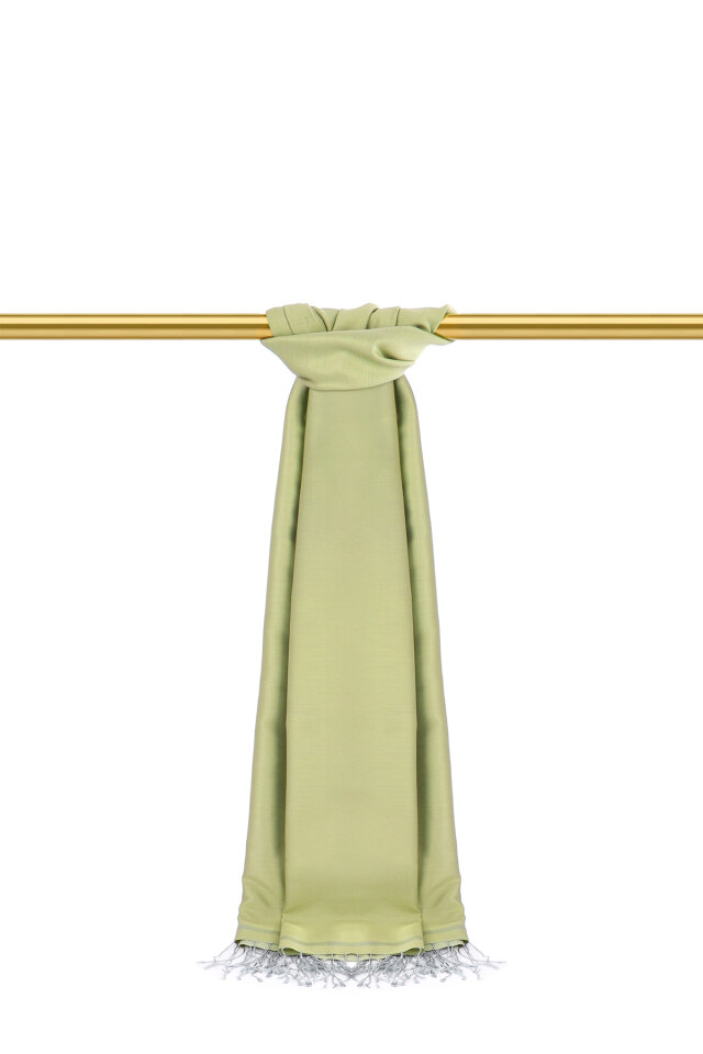 Green Gray Double-Sided Silk Shawl - 2