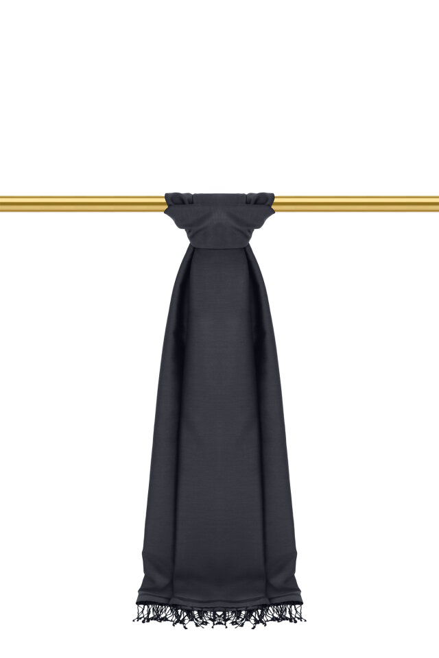 Anthracite Black Double-Sided Silk Shawl - 2