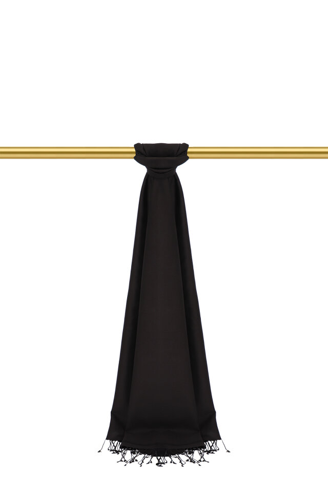 Black Double-Sided Silk Shawl - 2