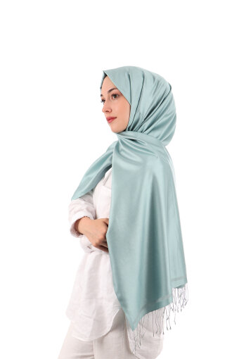 Ice Blue Gray Double-Sided Silk Shawl 