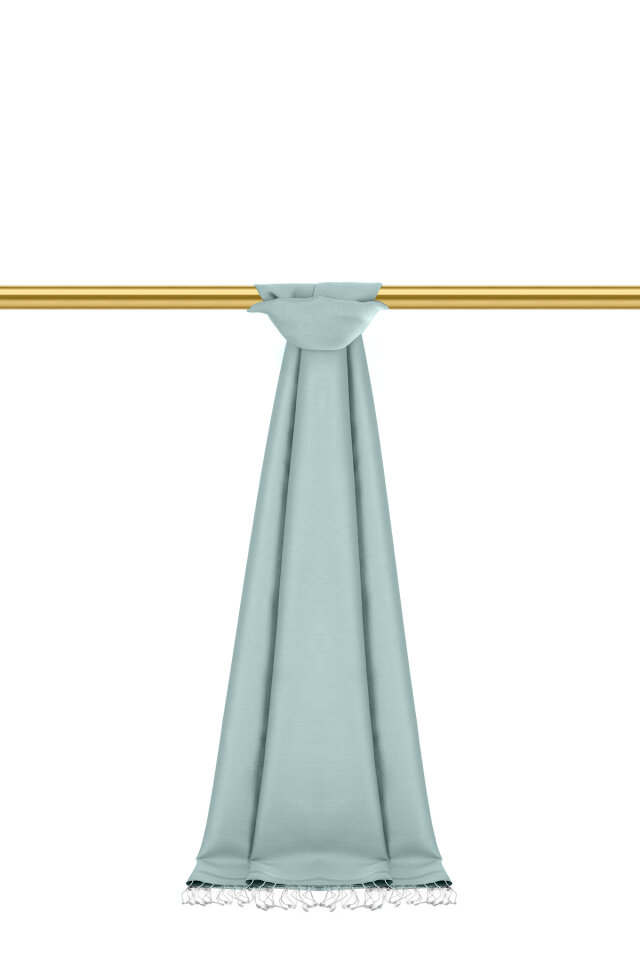 Ice Blue Gray Double-Sided Silk Shawl - 2