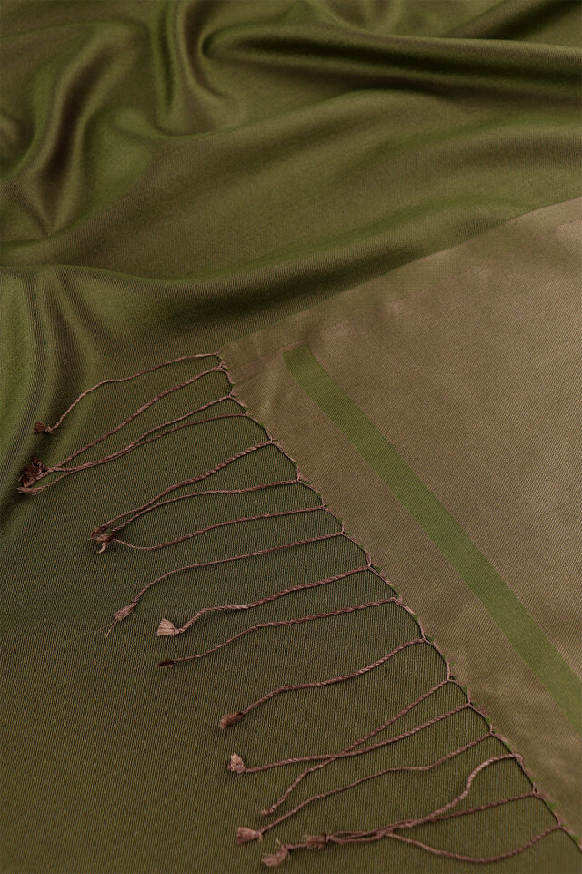 Khaki Mink Double-Sided Silk Shawl - 5