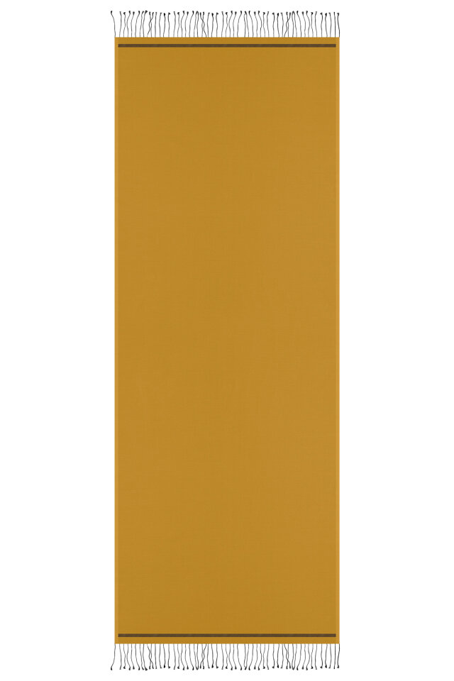 Mustard Black Double-Sided Silk Shawl - 4