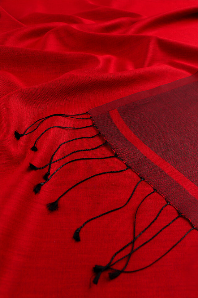 Red Black Double-Sided Silk Shawl - 5