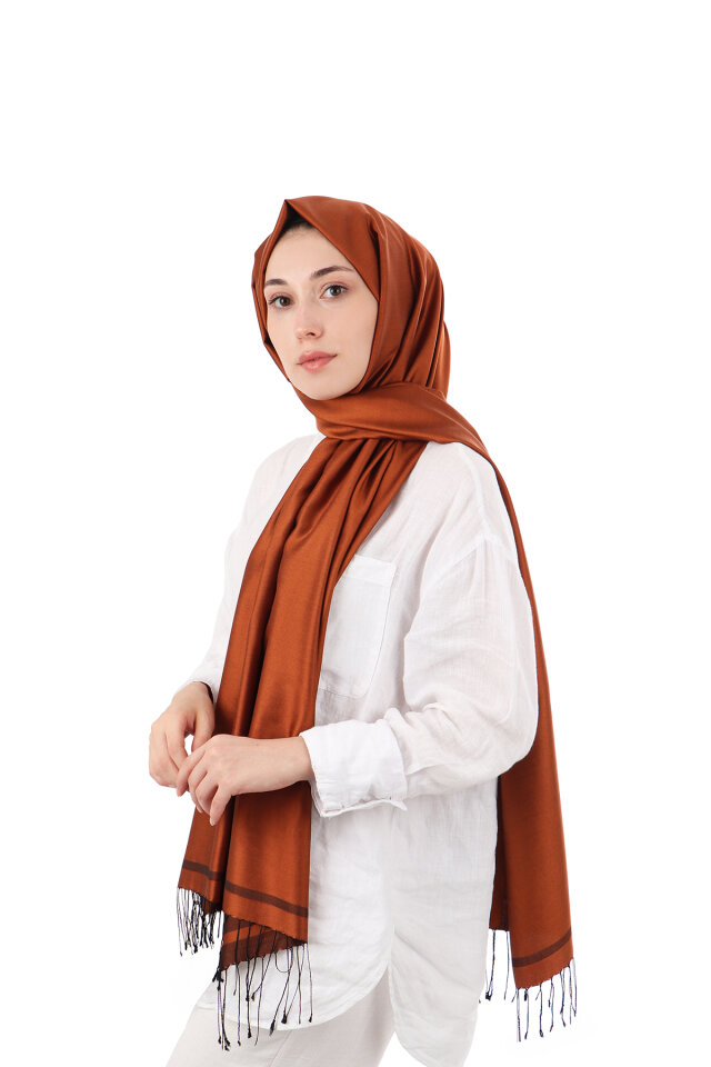 Brick Black Double-Sided Silk Shawl - 1