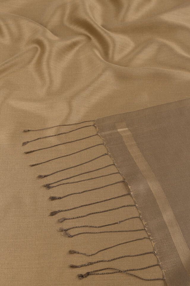 Beige Brown Double-Sided Silk Shawl - 5