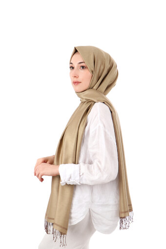 Beige Brown Double-Sided Silk Shawl 