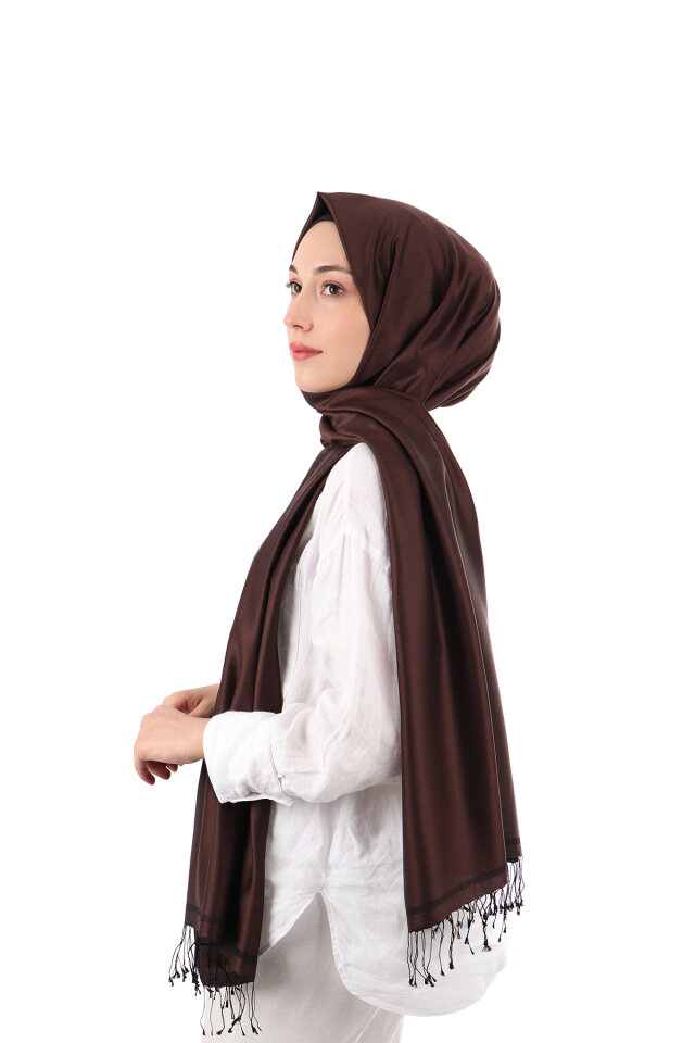 Bitter Brown Black Double-Sided Silk Shawl - 1