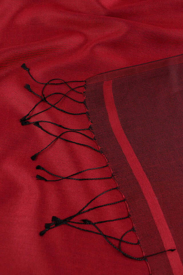 Burgundy Black Double-Sided Silk Shawl - 5
