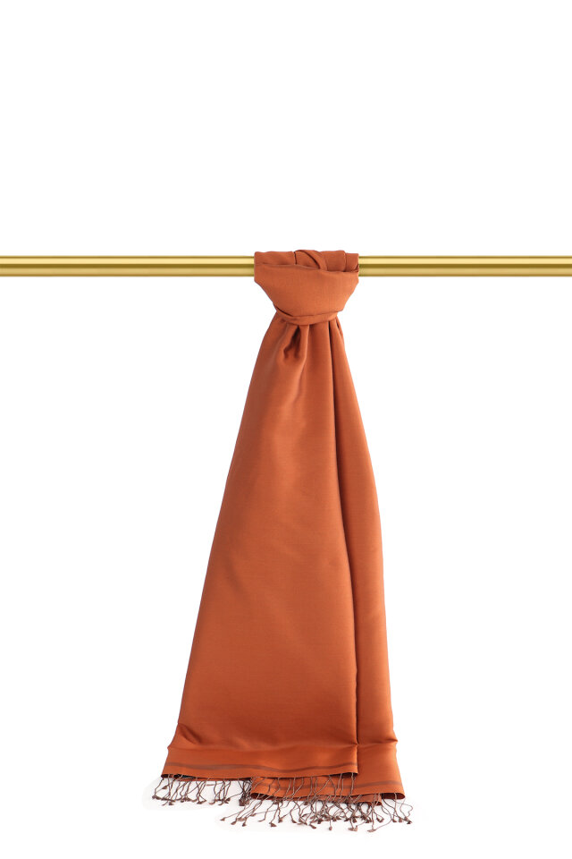 Cinnamon Brown Reversible Silk Shawl - 2