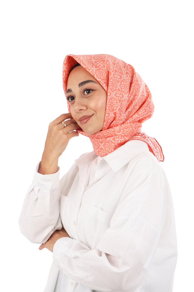 Coral Dream Pattern Twill Silk Scarf 