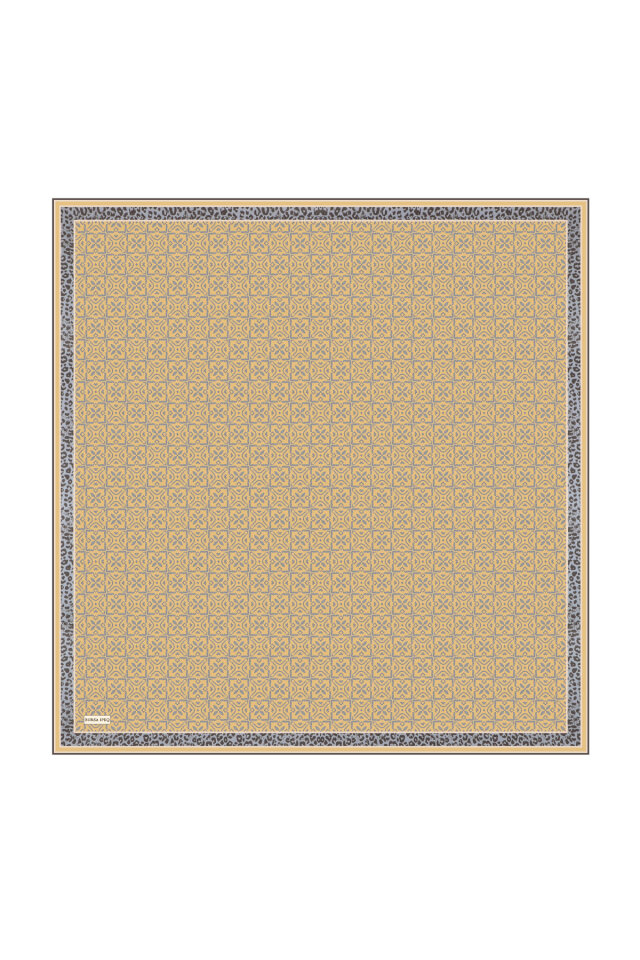 Gold Dream Pattern Twill Silk Scarf - 3