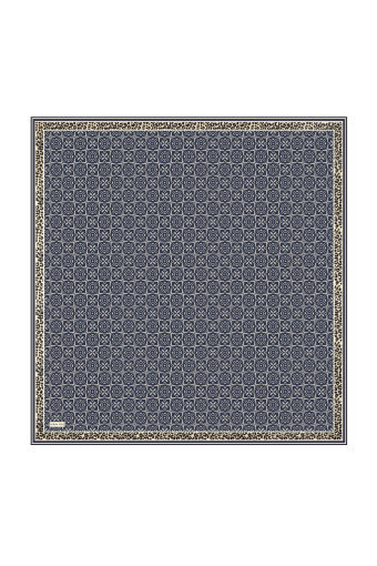 Navy Blue Dream Pattern Twill Silk Scarf 